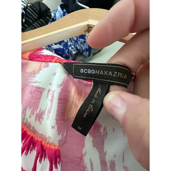 BCBGMAXAZRIA Women's Pink Short Sleeve Drop Waist Mini Dress Size M - Picture 4 of 7